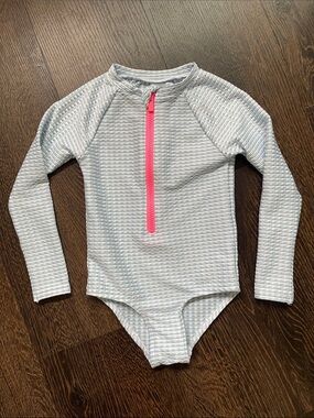 Old Navy Zip-Front Rashguard One-Piece Swimsuit for Toddler Girls size 4t
